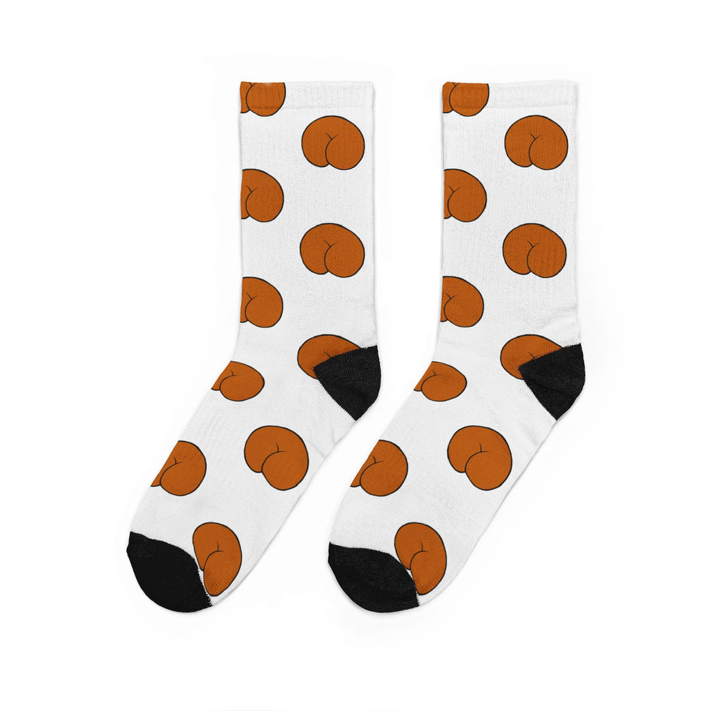 Butt Pattern Crew Socks — Funky Novelty White Padded Socks