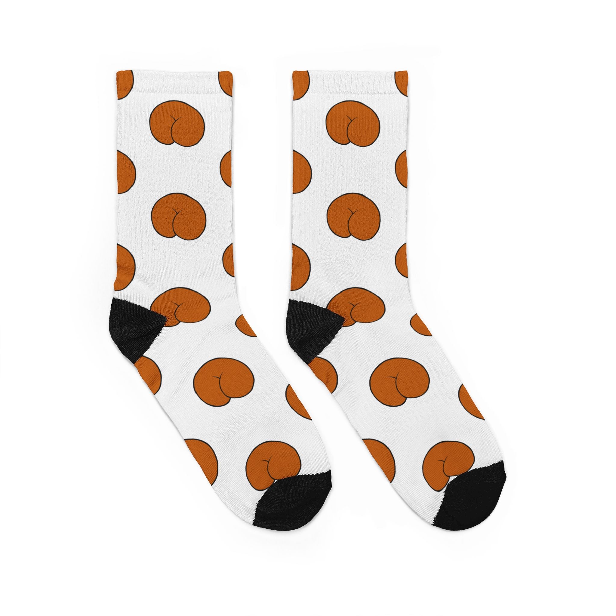 Butt Pattern Crew Socks — Funky Novelty White Padded Socks